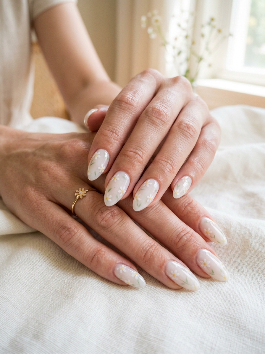 Daisy Veil Nails